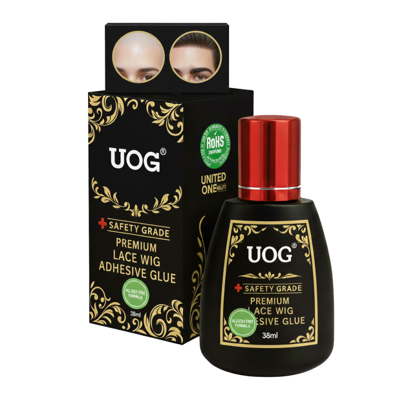 UOG Toupee Adhesive Glue - Waterproof, Quick-Dry, Allergy-Free. Strong Hold for Poly & PU Base Hairpieces & Lace Wigs. Hair Replacement System Adhesive, (2-3 Layers) 1.3 oz