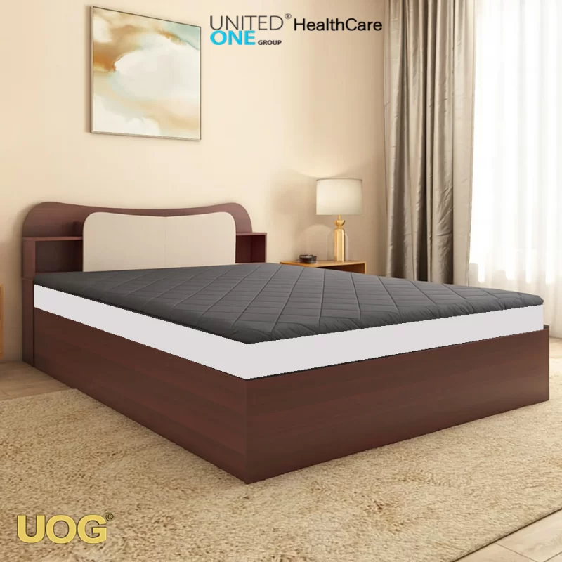 UOG (United One) Sleeping Mattress Topper Pad – Premium Therapeutic Mattress Upgrade with Black Diamond Carbon & Nano-Silver Technology, Improves Circulation, Relieves Pain & Enhances Sleep Quality