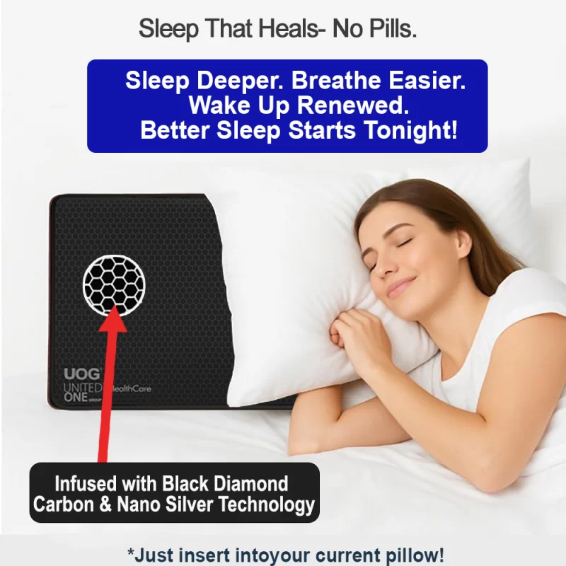 UOG (United One) Pillow Insert – Helps with Snoring, Insomnia & Neck Pain | Black Diamond Carbon & Nano Silver Technology for Breathing, Posture & Sleep Quality Support | Silent & Comfortable| Made in The USA