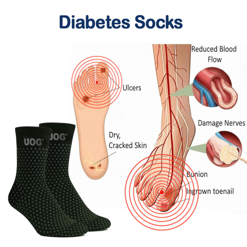 UOG (United One) Diabetes Socks. 5-in-All Wellness Diabetes Socks – The World's First Award Winning at CES 2026! Microcirculation Support, Pain Relief for Neuropathy, Cold Feet & Swelling, Injury Prevention & Risk Reduction – Black Diamond Carbon Technology, Non-Slip Grip, Made in USA