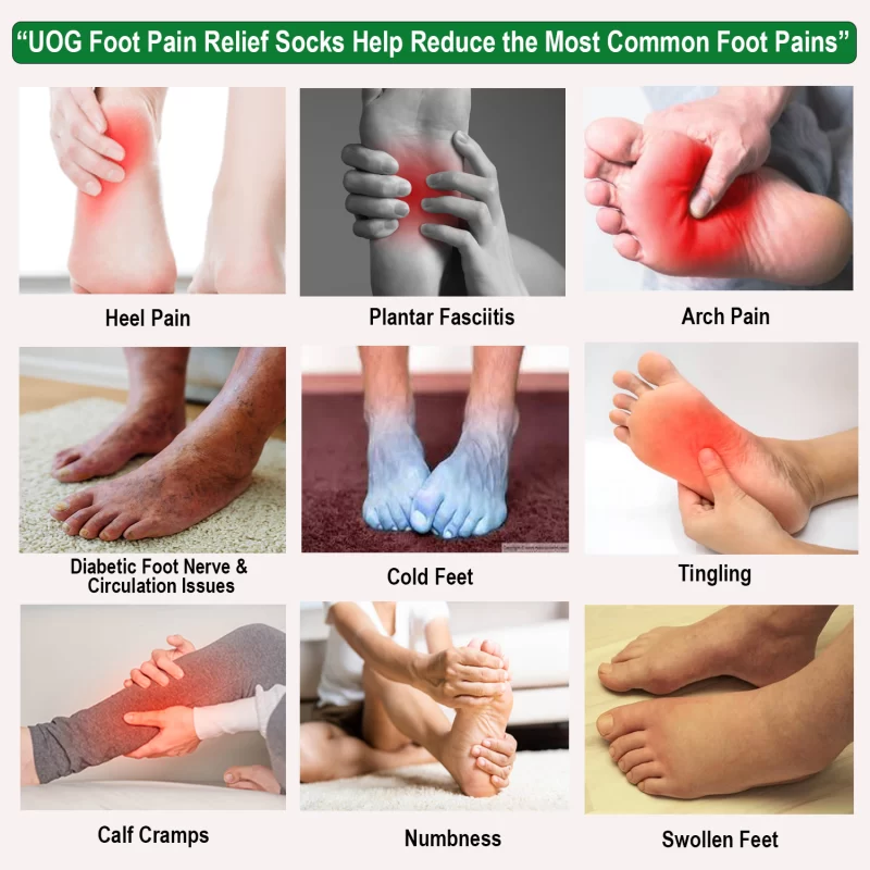 UOG (United One)  Foot Pain Relief Socks. Relieve Heel Pain, Plantar Fasciitis, Arch Pain, Cold Feet, Tingling & Calf Cramps. Carbon Technology for Circulation. Made in the USA.