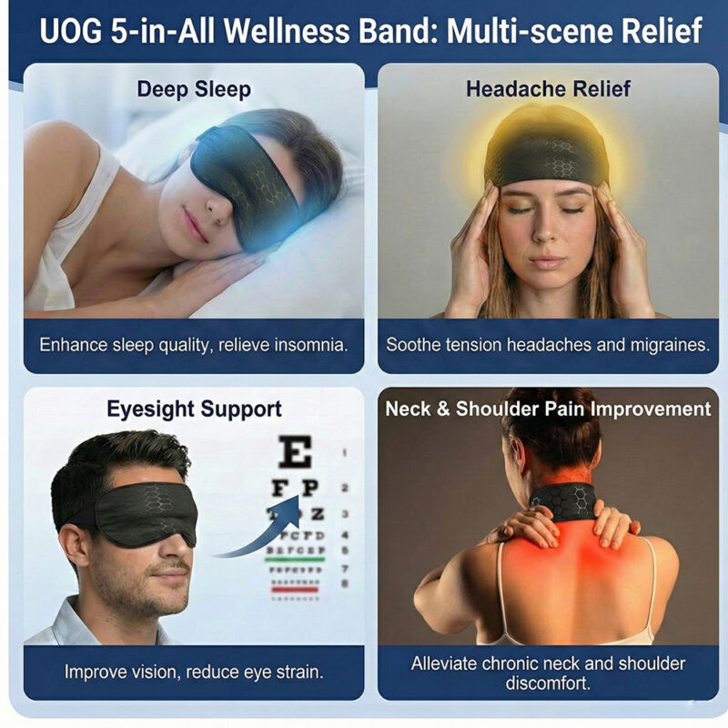 UOG (United One) 5-in-All Wellness Band – Deep Sleep, Headache Relief, Eyesight Support, Neck & Shoulder Pain Improvement | Soft, Flexible One-Size Natural Relaxation Band