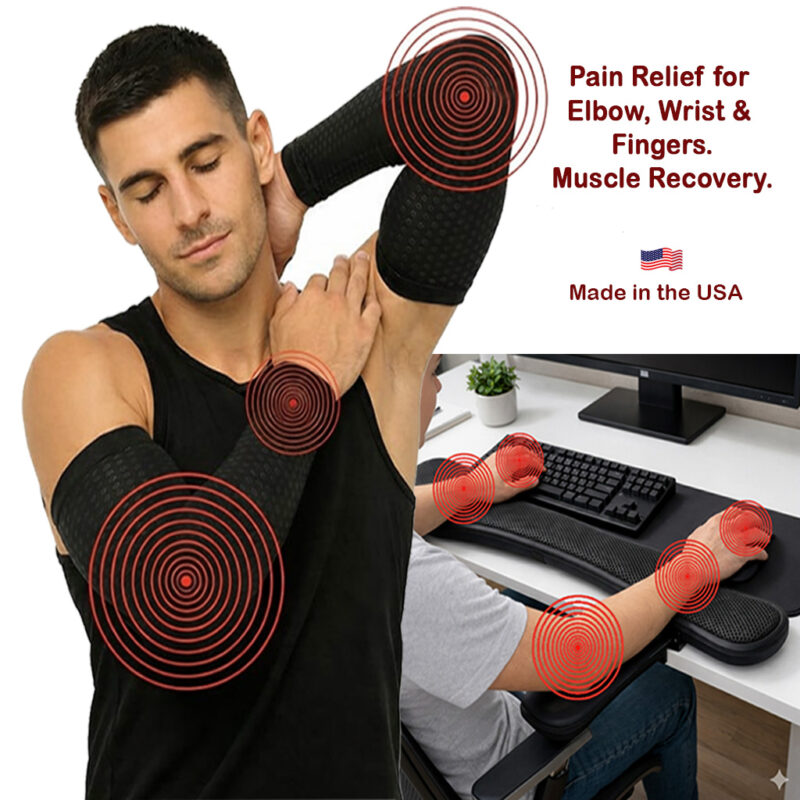 UOG (United One) 5-in-All Wellness Elbow, Wrist & Finger Sleeves – The World's First Award Winning at CES 2026! Black Diamond Carbon Technology, Elbow, Wrist & Finger Pain Relief, Arm Support, Muscle Recovery & Microcirculation Boost | Enhances Arm Balance and Strength | Lightweight, Breathable Soft Compression | One-Size Fit. Made in the U.S.A. One Pair.